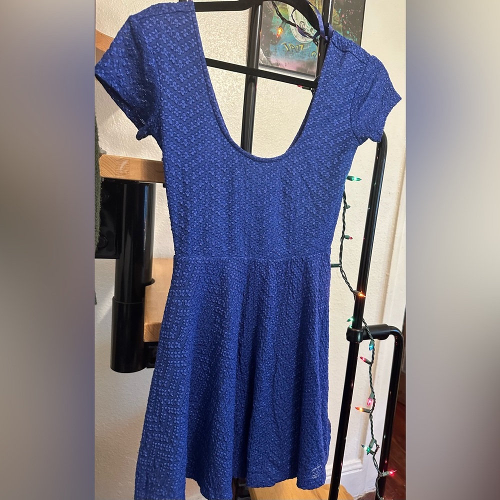 Lined Cobalt blue skater dress sparkle and fade urban outfitters